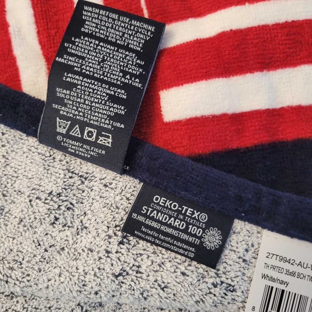 5 Tommy Hilfiger Patriotic USA Flag Red White & Blue Beach Towels 35x66" w/ Tags - Picture 9 of 14